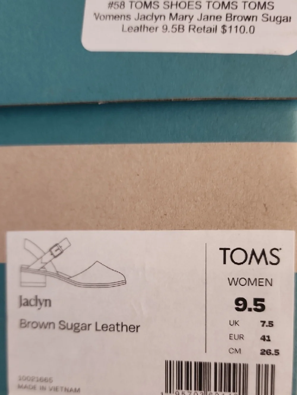 $110 Toms Tan Leather Slingback Low Block Heel Mules - Picture 4 of 4